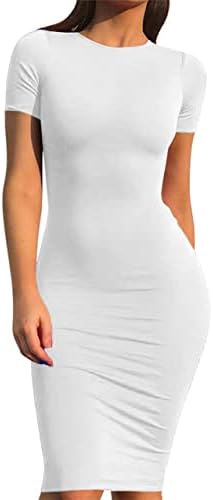 Mokoru Women's Casual Basic Pencil Dress Sexy Long Sleeve Bodycon Midi Club Dress