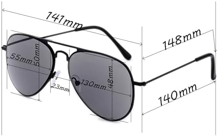 Sun Full Lens Reading Glasses Readers Sunglasses Classic Outdoor Aviator Sports Steel Stainless Black Frame Temple Unisex