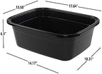 2-Pack 18 Quart Plastic Wash Basin Tub, Rectangular Dishpan, Black