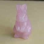 Cute Hand Carved Gemstone Crystal Rabbit Bunny Figurine Animal Carving Statue Home Decor 1.5'' (Rose Quartz)
