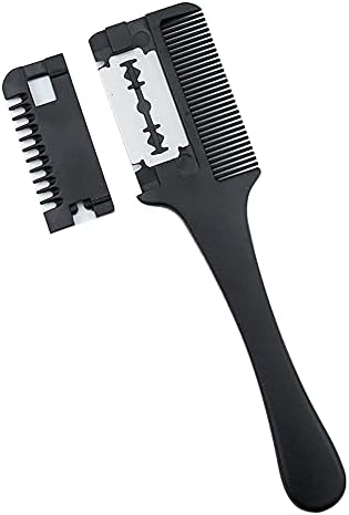 Medsuo Double Sided Hair Thinner Trimmer Razor Comb Cutting Scissors Tool for Home Salon Haircut Styling (Black)