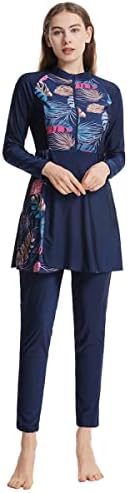 Muslim Swimsuits for Women Long Sleeve Built-in Bra Swimming Tops + Swimming Pants + Hijab Burkini Full Cover Swimwear