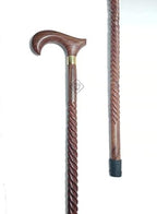 Walking Stick (Most Precious Wood , 𝐌𝐈𝐒𝐇𝐓𝐎 Wood) Handcrafted Cane Brown Stylish Theme Twisted Rope Walking Stick for Dad on Christmas Sailor's Gift, 36inch