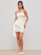 CIDER Lace Corset Dress Strapless Tie Back Mini Bodycon Cocktail Party Dress