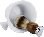 Linkidea Ceramic Shaving Mug with Knob Handle, Deep Lathering Bowl for Men, Wet Shaving Cup Compatible with Shaving Brushes, Razor Soap & Cream Holder, Grooming Accessory (White)