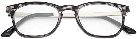 Eyekepper Readers Retro Square Plastic Frame Metal Arms Reading Glasses Grey DEMI +1.0