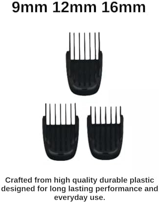 Trimmer Replacement 3 Piece Set (9mm 12mm 16mm) Haircut Blade Guards for Philips Norelco Multigroom with Small Beard Comb