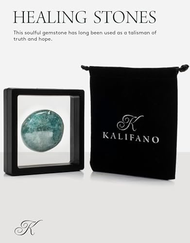 KALIFANO Palm Stone with Healing & Calming Effects - AAA+ Grade High Energy Worry Stone with Information Card - Reiki Crystal Used for Courage (Family Owned and Operated)