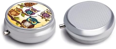 Owls Birds Pill Case with 3 Compartments, Round Pill Organizer for Travel, Portable Pocket Purse Medicine, Vitamin Box for Daily Use, Waterproof Medicine Holder