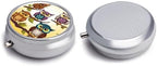 Owls Birds Pill Case with 3 Compartments, Round Pill Organizer for Travel, Portable Pocket Purse Medicine, Vitamin Box for Daily Use, Waterproof Medicine Holder