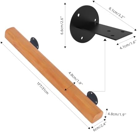 1FT Wood Stair handrails，handrails for Indoor Stairs，Stair Railing Indoor，Garage, Porch, Toilet, Yard and Garden