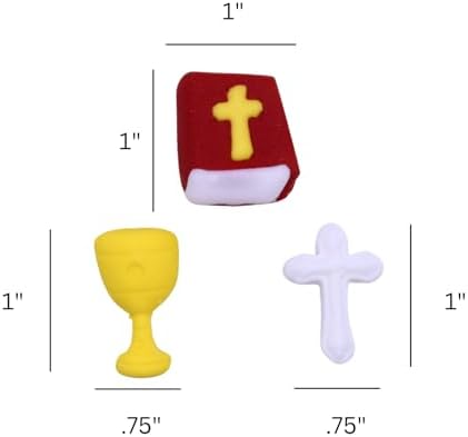 Oasis Supply Edible Christian Cake/Cupcake Toppers – 15 Ct Set with Chalice, Bible & Cross for Religious Celebrations