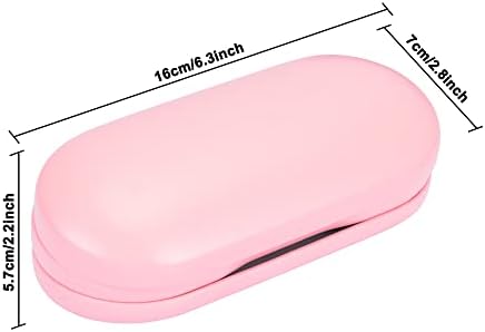 Muf 2 in 1 Contact Lens Case and Glasses Case, Double Sided Design with Mirror, Portable Travel Kit with Tweezer, Remover and Solution Bottle, Pink