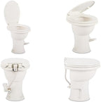 Dometic Model 410 Complete RV Toilet – Round Porcelain Bowl, Universal Fit & 2-Bolt Mount, 18" Chair Height Residential-Style, Gravity Flush Toilet with Soft-Close Seat, White (9610008259)
