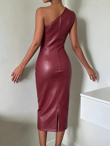 Women's Imitation Leather Tight Maxi-Dresses, Sleeveless, Fashionable and Sexy Style, Suitable for Night Parties. (NZ088)