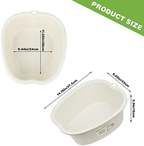 Plastic Foot Basin Feet Bath Spa Wash Bucket and Massage Sturdy Tub for Soaking Foot,Detox,Toe Nails, and Ankles,Pedicure,Portable Feet Tub Beige