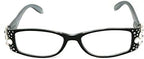 NY FIFTH AVENUE Merkel (Bling) The Diamond Crystal Shape Women Reading Glasses (Clear) Genuine European Crystals Black Frame