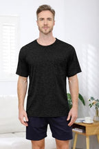 Men's Post Shoulder Surgery Shirts Tear Away Recovery Short Sleeve Full Open Side Snap Chemo Shirt Adaptive Clothing