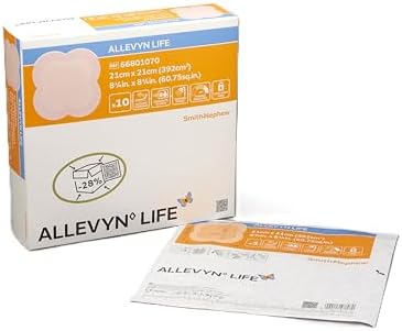 ALLEVYN Life Foam Dressing with Adhesive Border 66801070 8.25X8.25 Inch, Pack of 10