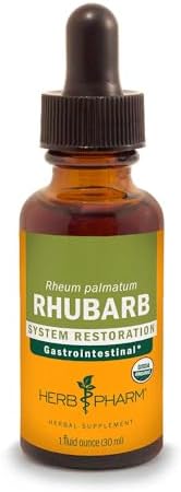 Herb Pharm Certified Organic Rhubarb Liquid Extract for Digestive System Support, 1 Fl Oz (Pack of 1)