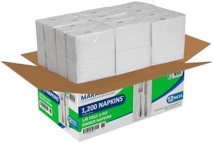 Marathon 1/8 Fold 2-Ply White Dinner Napkin, 12 pks., 100 napkins/pk.