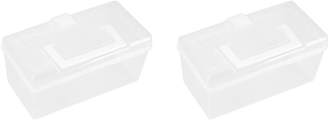 Cabilock 2pcs Portable First Aid Box Large Capacity Medicine Storage Organizer with Handle Transparent Design Durable Plastic for Home Travel Camping Emergencies White