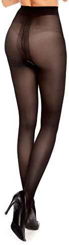 GLAMORY Plus Size Crotchless Tights Ouvert 40, Semi-Sheer, Comfortable Fit, Durable Nylon, Classic Black Hosiery