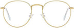 Junsika Round Blue Light Glasses for Women Men Retro Circle Computer Gaming Glasses Clear Lens Metal Frame Eyeglasses