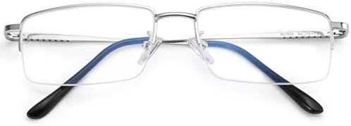 Dollger Rectangle Blue Light Glasses for Men Metal Anti Bluelight Blocking Glasses for Computer Fashion Eyeglasses Small Half
