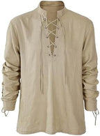 Men's Renaissance Shirt Pirate Medieval Viking top Linen Long Sleeved Halloween Costume