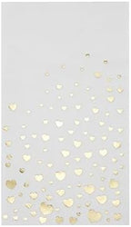Stylish Gold Dinner Napkins, Disposable White and Gold Napkins, 100 Heart Napkins, 7.5 x 4.25 Inch Wedding Napkins for Reception, 3-Ply Gold Paper Dinner Napkins for Wedding Reception