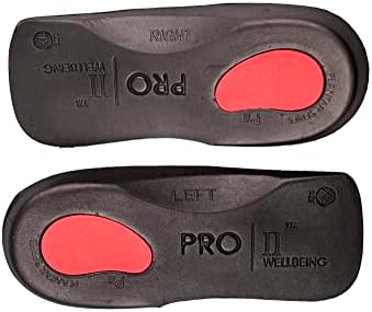 PRO 11 WELLBEING- 2 Pairs of Slim Fit Orthotic Insoles with Heel Pad for Plantar Fasciitis (3-4.5 UK, Black)
