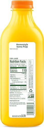 Tropicana Pure Premium 100% Orange Juice Original, Some Pulp, No Sugar Added, 46 fl oz