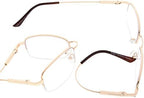 Eyekepper Half-Rim UV Protection Progressive Reading Glasses 3 Levels Multifocus Readers Men Women Bendable Memory Frame (Gold, 2.00)