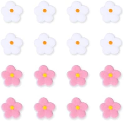 Royal Icing Blossoms 16 Pcs, Pink White Edible Flower Cake Decorations, Edible Flowers for Cupcakes, Cake Decorating, Cookies, Macarons, Cakesicles, and Ice Cream Topping (0.87 Inch)