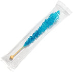 Blue Rock Candy Sugar Sticks - Blue Raspberry Flavored - 24 Individually Wrapped Candy Party Favors