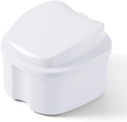JMU Denture Bath Case with Strainer Basket Soaking Cup & Mouthguard Storage Container (White)
