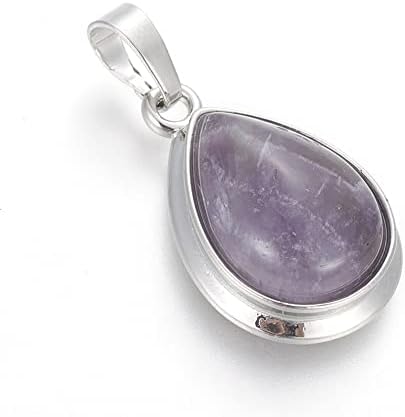 1Pcs Teardrop Natural Amethyst Pendants, Gemstone Pendant with Brass Findings Platinum Pendant Necklace for Necklace Bracelet Jewelry Making DIY Craft Making, 26x16~17x8~10mm