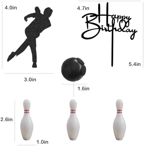 6PCS Bowling Cake Topper - Birthday Decoration with Bowling Players for Themed Party