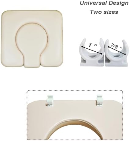 PU Bedside Commode Seat Cushion, U Shape Soft Sponge Padded for Bedside Chairs, Raised Toilet Seat, 16.5" Width, Waterproof and Easy Clean - (Beige)