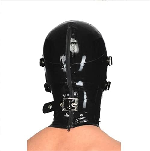 Latex Head Cover leather Rubber HeadMask All Inclusive Latex Hood for Cosplay Party Club Wear (2XL)