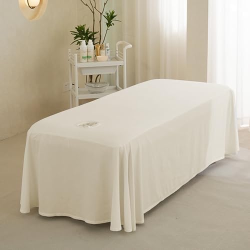 Breathable Massage Bed Sheet with Face Hole, Washable Spa Table Cover for Salon & Home(Khaki)
