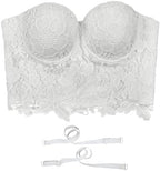 ELLACCI Women's Floral Lace Bustier Crop Top Gothic Corset Bra Tops White