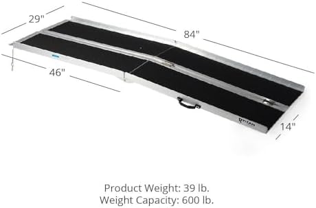 Titan Ramps 7' Folding Briefcase Aluminum Wheelchair Ramp 600 lb. Capacity Anti-Slip Threshold Entryway Home Access