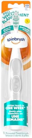 Spinbrush PRO WHITEN Battery Powered Toothbrush, Soft Bristles, 1 Count, Rose Gold or Silver (Colors May Vary)