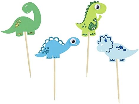 Gyufise 24Pcs Dinosaur Cupcake Toppers Assembled Baby Dinosaur Cupcake Picks for Dino Theme Baby Shower Kids Birthday Party Cake Decorations Supplies