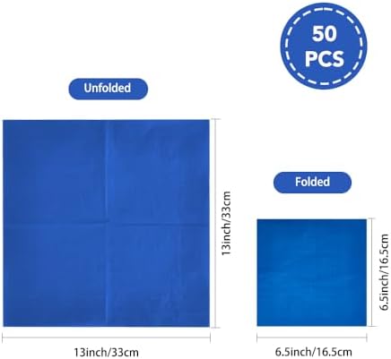 Ottin 50-pack Royal Blue Paper Napkins, 3-Ply 6.5 x 6.5 Inch Disposable Party Napkins for Birthday, Wedding, Engagement, Valentine's Day, Graduation, Labor Day, Easter, Memorial & Mourning Events