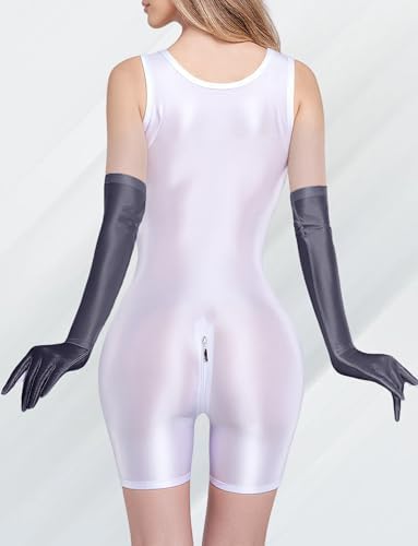 FEOYA Long Shiny Glossy Oily Glove Wet Look Long Gloves 20s Party Cosplay Women’s Costume Halloween Accessory