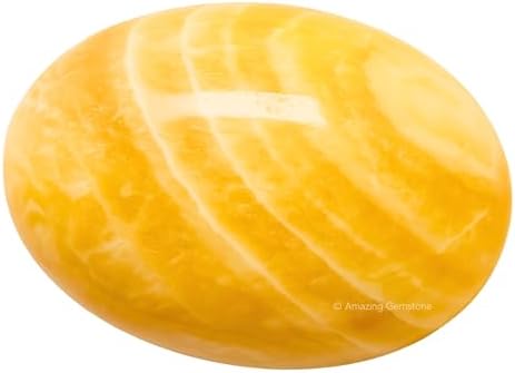 Yellow Calcite Crystals and Healing Stones - Large Palm Stone Crystals Piedra - Crystal for Good Luck, Positive Energy, Meditation - Unique Stocking Stuffers and Birthday Gifts for Women, Men