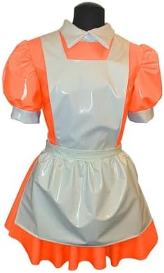 Men Sissy French Maid Dress Wetlook Puff Sleeve Cosplay Servant Uniform Flared Clubwear Party Outfit